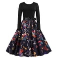 thumbnail image 1 of Vestidos de Halloween para mujer, vestido de cóctel de manga larga, disfraz de fiesta estampado, 1 of 7