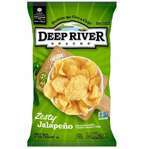 Deep River Snacks Zesty Jalapeno Kettle Chips, 8oz, 12 Ct