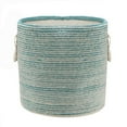 thumbnail image 5 of LR Home Textured Stripe Round Cotton 19" Storage Basket with Handles, Aqua/White, 5 of 9
