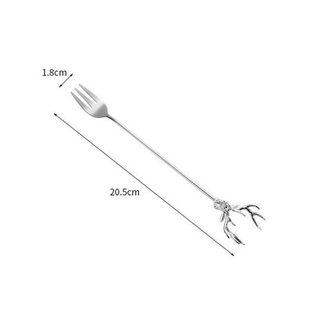 

1Pc Stainless Steel Antler Coffee Ca Spoon Fork Dessert Spoons Stirring Teaspoon Ice Cream Spoon Fruit Fork Kitchen Supplies