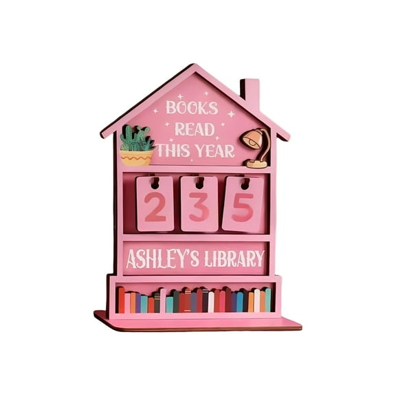 Books Read This Year Counter, Book Reader Gifts, Book Reading Accessories, for Teachers, Librarians, and Readers, Pink