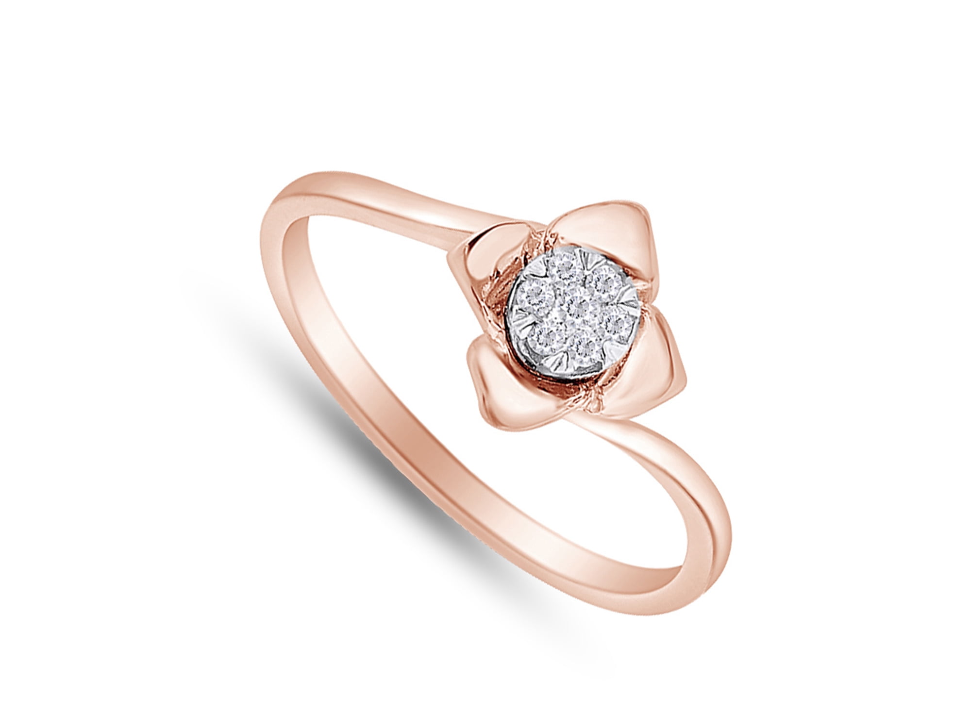 0.05 Cttw Jewel Zone US Black Natural Diamond Fashion Anniversary Ring in 14k Rose Gold Over Sterling Silver