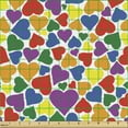 thumbnail image 2 of Ambesonne Colorful Fabric by the Yard Upholstery, Valentines Day Hearts Art, 2 Yards, Multicolor, 2 of 5