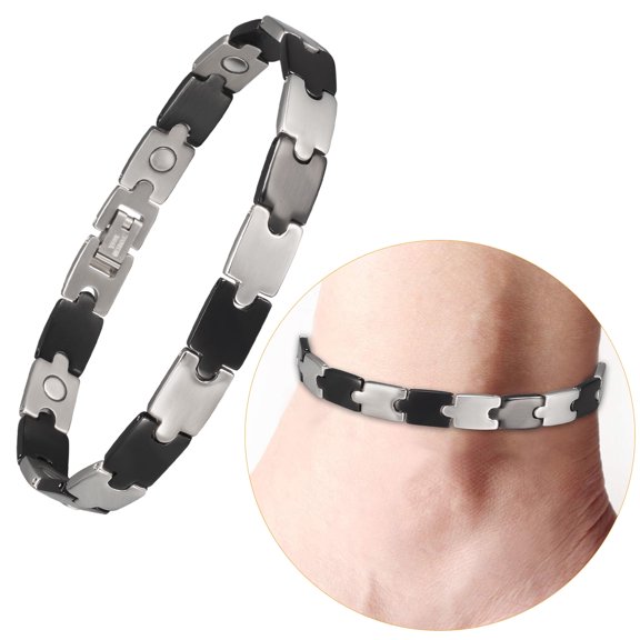 Black&Silver Stainless Steel Magnetic Anklets for Women, (9.44'')24cm, Ankle Bracelets, Valentine's Day Gift for Wife