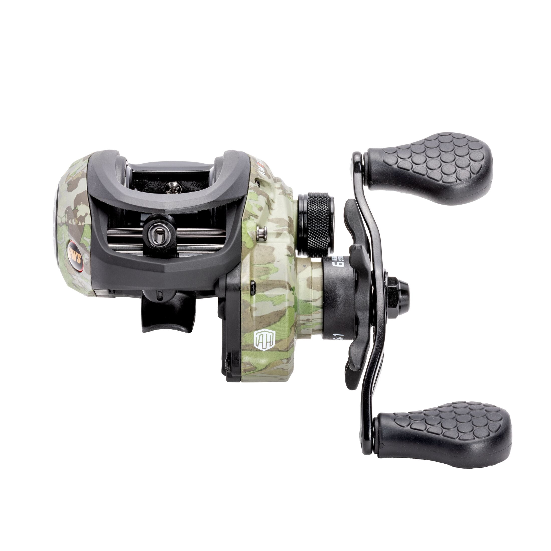 Lew's American Hero Camo Baitcast Fishing Reel, Left-Hand Retrieve, Camo/Black