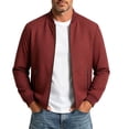 thumbnail image 2 of FRSASU Men's Comfortable Loose Coat Business Casual Stand Collar Zipper Jacket for Casual Outdoor Bike Outerwear Red, 2 of 9