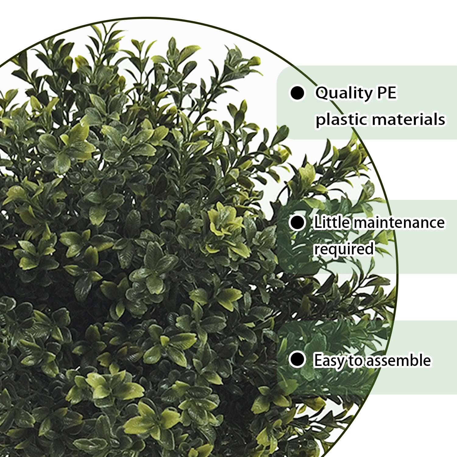 29 Inch Artificial Boxwood Topiary Tree with Ground Spike, Set of 2 Artificial Shrub Bushes, Fake Evergreen Tree for Porch, UV Resistant Artificial Plants for Indoor & Outdoor Planters
