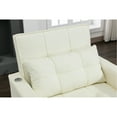 thumbnail image 4 of Convertible Armchair Sleeper With Cup Holders - Wear- Leather For Living Room (white 31 Chair Bed Adjustable Breathable, 4 of 6