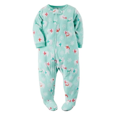 Bears Infant Sleeper - Carters Infant Girls Plush Holiday Polar Bear Blanket Sleeper Blue Sleep Play