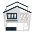 thumbnail image 2 of Harper & Bright Designs Full Size House Bunk Bed with Bookshelf and Window, Full over Full Floor Bunk Bed Frame with Safety Fence and Ladder for Boys and Girls, White, 2 of 12