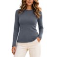 thumbnail image 2 of Fnooota Thermal Tops for Women, Stretch Crew Neck Long Sleeve Winter Warm Womens Base Layers Underwear Dark Gray Size XL, 2 of 8