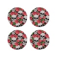 thumbnail image 2 of Balery 4 Pcs Skull And Rosesleather Coasters Set, Drink Table Cup Coasters For Living Room Kitchen Coffee Decor, 2 of 9