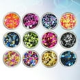 thumbnail image 3 of CIMAXIC Manicure Shining Pieces 1 Set of Manicure Round Shining Pieces Mixed Colorful Shining Pieces for Home Store (12 Kinds of Color),0.98"X0.98"X0.51", 3 of 4