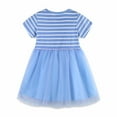 thumbnail image 3 of NAISIBABY Girls Casual Dress, Short Sleeve Mesh Lace Prints Crew Neck Kids Cotton Sundress Blue 5T, 3 of 5