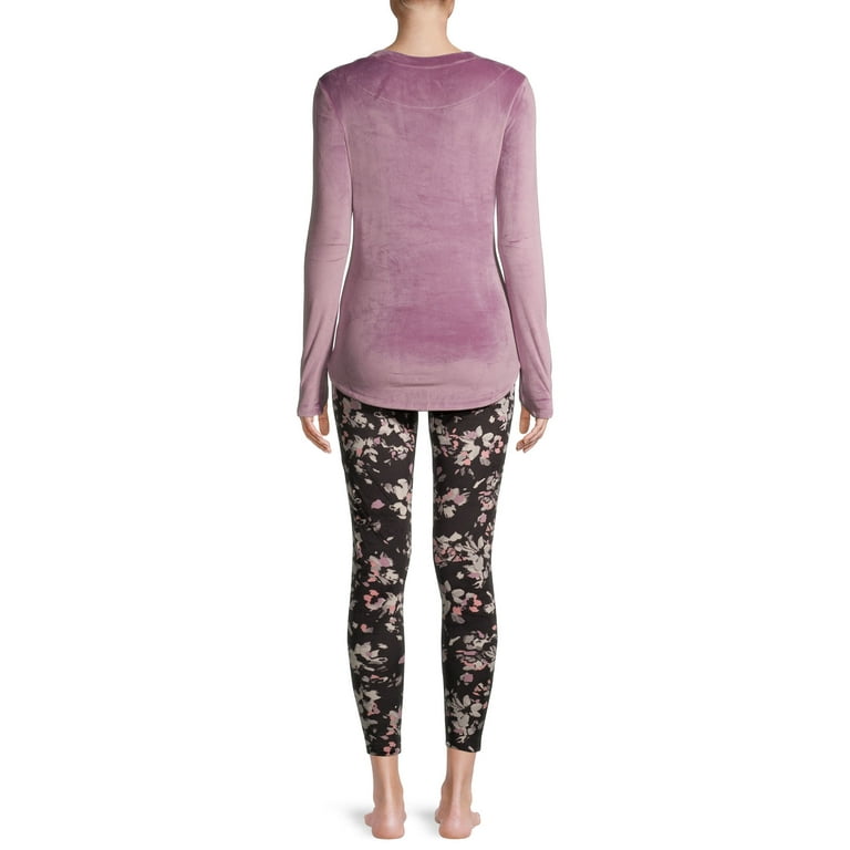 ClimateRight by Cuddl Duds Women's Velour 2-Piece Long Underwear Top and  Legging Thermal Set 
