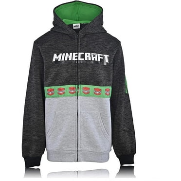 Minecraft Boys Video Game Hoodie - Black and Green Creeper Face - Official Sweatshirt