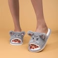 thumbnail image 2 of XUNKUSGA Slippers for Women Cute 3D Cat House Slippers Breathable Lightweight Open‑Toe Slip‑On House Shoes Cozy Plush Warm Indoor Outdoor Bedroom Slippers Gray 6.5-7, 2 of 6