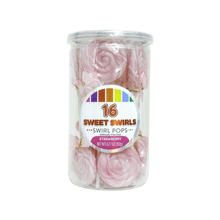 Hilco Sweet Swirls Strawberry Flavored Lollipops, 6.77oz, 16 Count