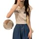 thumbnail image 4 of Blusa de manga corta con estampado de letras para mujer, blusa informal holgada de verano con cuello vuelto, camiseta de punto para mujer, 4 of 8