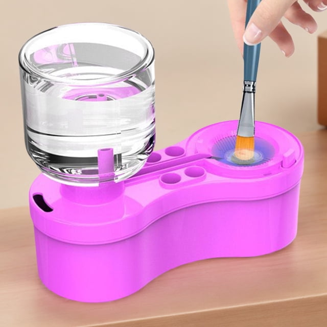 Limpiador de brochas de pintura con enjuague de cepillo de drenaje Arandela de cepillo de circulación de agua (púrpura)