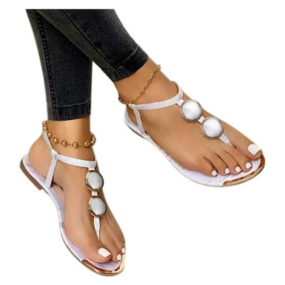 Womens Dress Flip Flops 2025 Stylish Casual Low Heels Ankle Strap Sandals for Ladies Summer Flats