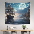 thumbnail image 2 of Honeii Moonlit Sea Sailboat print Tapestry for Bedroom, Tapestry Wall Tapestry Aesthetic, Room Decor Classroom Tapestries for Living Room Dorm Room 51" X 60", 2 of 6