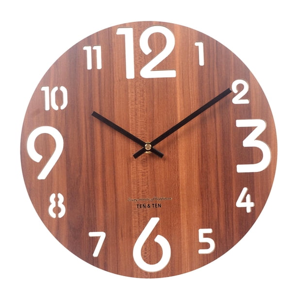 Reloj de pared creativo tridimensional moderno de madera con números para la escuela. 412