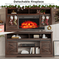 thumbnail image 5 of Homall Modern Farmhouse TV Stand with Electric Fireplace Media Storage TV Console Sliding Cabinet Doors,Brown, 5 of 9