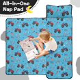 thumbnail image 4 of Monster Cartoon Truck Blue Pattern Teens Toddler Nap Mat with Pillow, Sleeping Mat Bag for Preschool Daycare 59"x22", 4 of 6