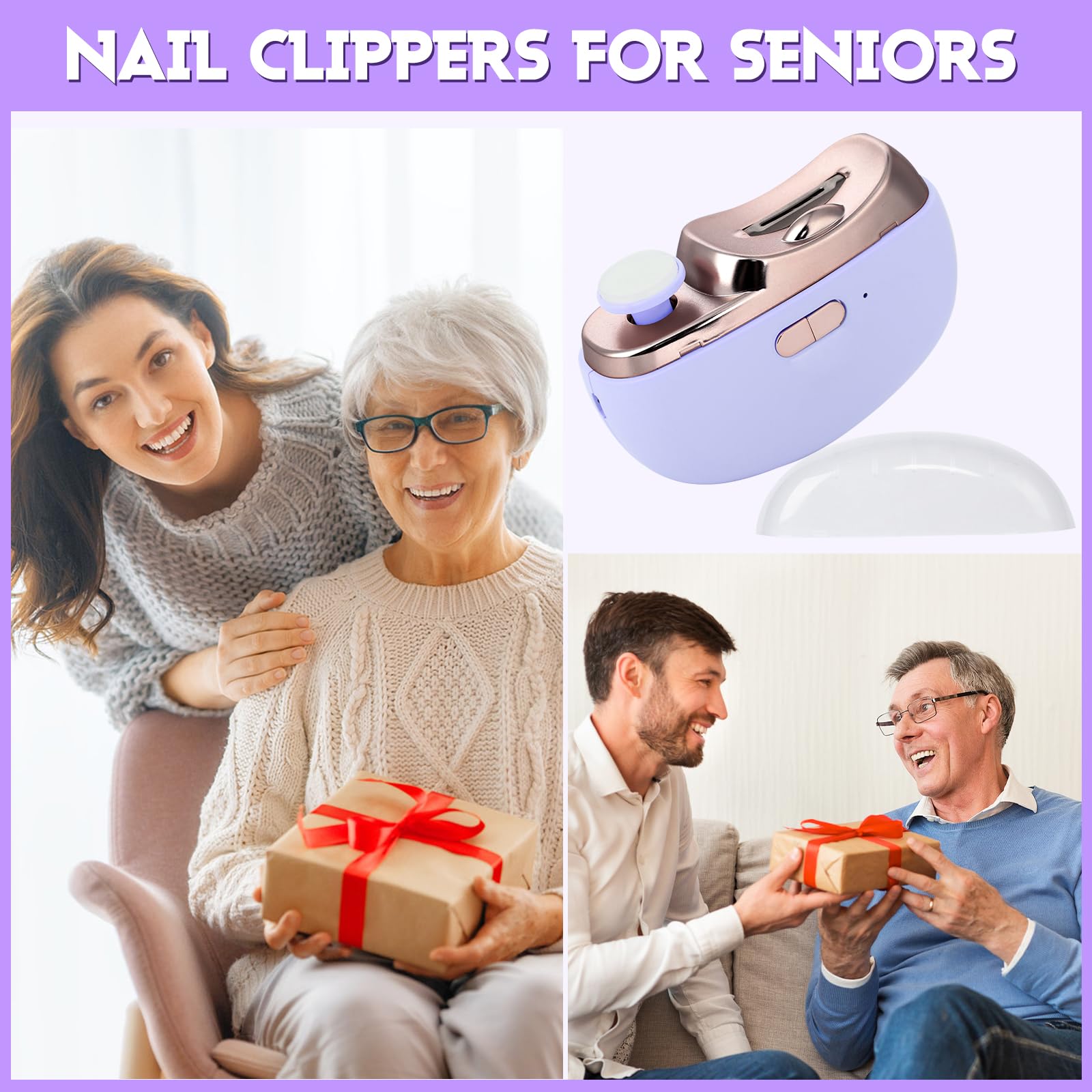 2025 Upgraded Electric Nail Clipper, Electric Nail File, 2 Speeds Automatic Nail Trimmer with LED Light & Clip Storage - USB Rechargeable for Baby, Kids, Adults, Seniors