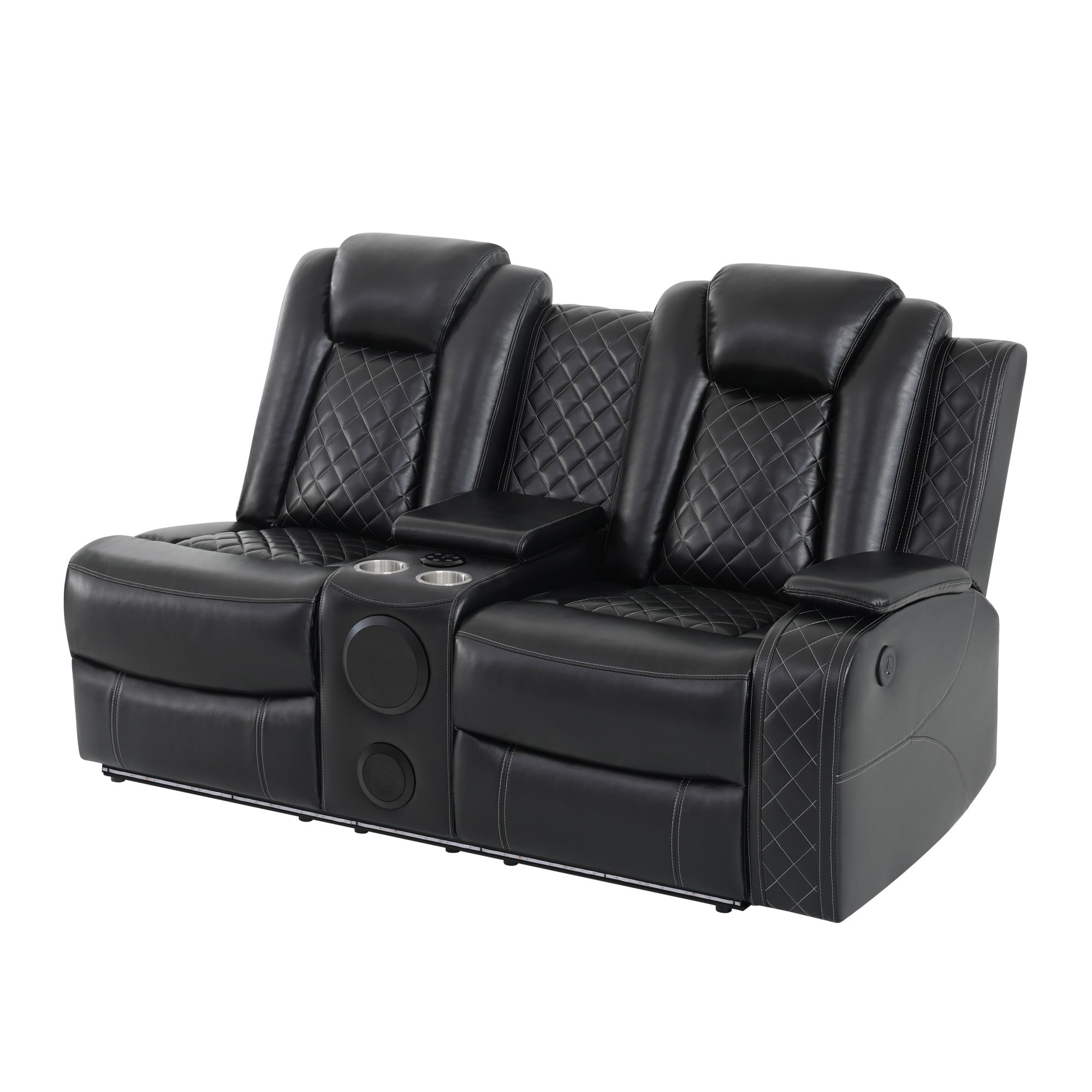 Gewnee Oversized Reclining Corner Sectional Couch, Power Reclining with Hidden‑Storage Armrest, Air Leather, Bluetooth Speakers, Wireless & USB Charging, Cup Holders, for Living Room, Black