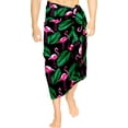 thumbnail image 2 of LA LEELA Men's Bath Trunk Swimwear Sarong Pareo Beach Wrap One Size Fuscia, Flamingo Summer Vacation Party, 2 of 4