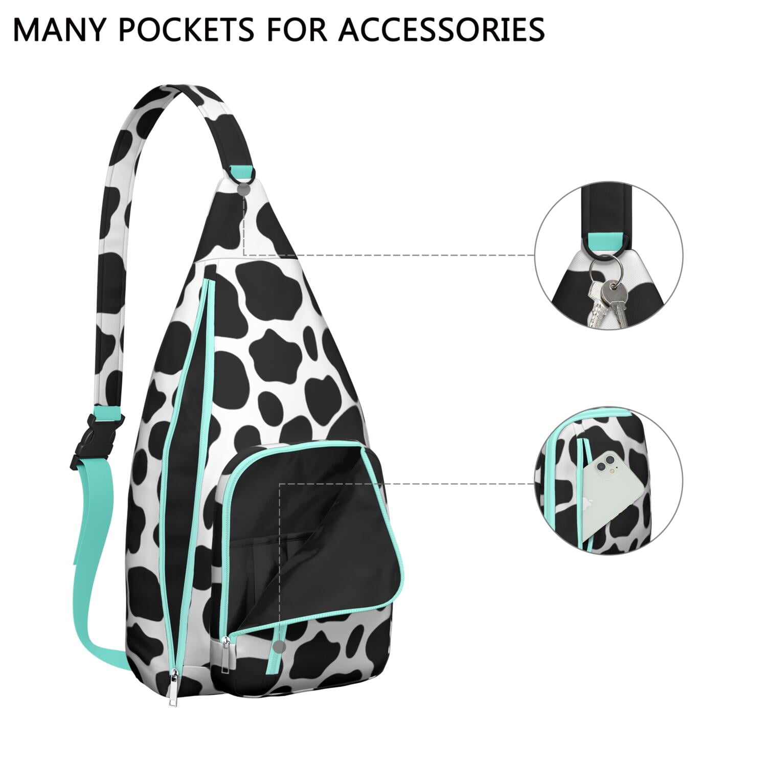 Rustic Cow Print Chest Bag - Vintage Farmhouse Style Sling Bag with Black and White Cattle Pattern, Cute Cartoon Country-Themed Fanny Pack for Animal Lovers (Farm & Nature Inspired)"