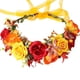 thumbnail image 2 of Diadema navideña de terciopelo con rosas | Corona de flores multicolores con lazo ajustable | Tocado elegante para bodas, damas de honor y fiestas de niñas de las flores, 2 of 6