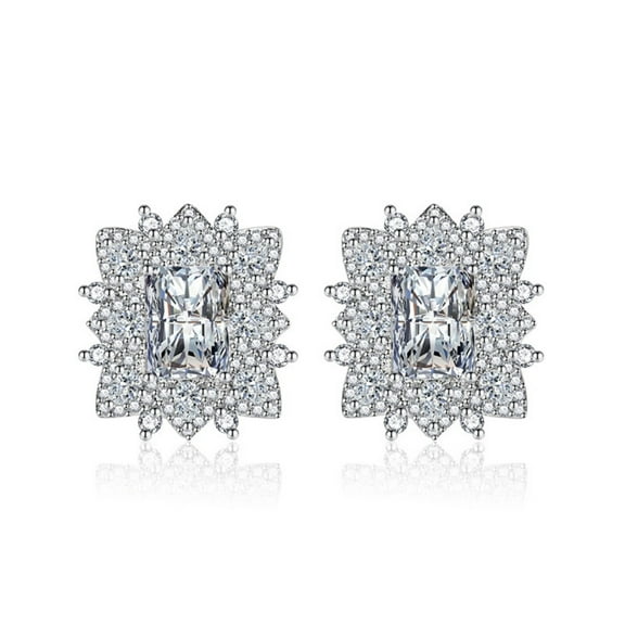 Diamond Earrings for Women with Emerald Diamond Stud Earrings Jewelry for Her Birthday Christmas Gift