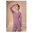 thumbnail image 3 of Traceless Thermal Underwear Winter Plus Velvet Padded Cold Suit Ladies Shirt Pants Round Neck De Velvet Autumn Pants Pink M, 3 of 8
