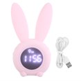 thumbnail image 1 of Reloj de mesa multifuncional con diseño de conejo de dibujos animados, pantalla LED, temporizador, alarma y temperatura (rosa), 1 of 11