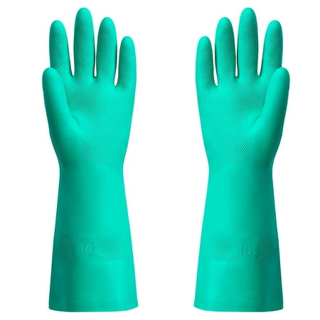 

ThxToms Nitrile Household Cleaning Gloves(3 Pairs) - Resistant for Acids Alkalis Solvents & Oils - Latex & Rubber Free Chemical Resistant Gloves for Dishwashing - Extra Large