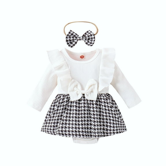 Sngxgn Baby Girl Outfit Print Sweatshirt Romper Long Sleeve Bubble Bodysuit(White,70)