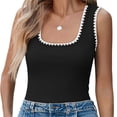 thumbnail image 2 of Summer Sleeveless Color Block Women Square Neckline Tank Tops Slim Vest Camisole, 2 of 5