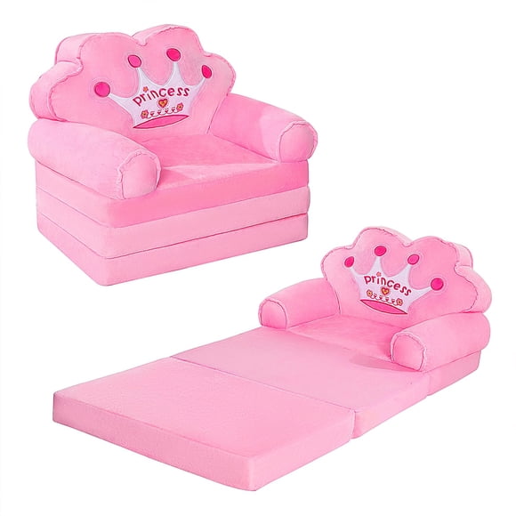 Sofá infantil plegable MOONBEEKI, silla princesa rosa