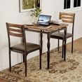 thumbnail image 6 of Homhougo Dining Table Set for 2, 3 Piece Dining Table and Chairs Set of 2, Dining Table Set with Spiral Table Legs for Small Spaces, Kitchen, Apartment, Brown, 6 of 7