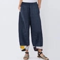 thumbnail image 2 of VEKDONE Womens Linen Long Pants Dark Blue L, 2 of 3