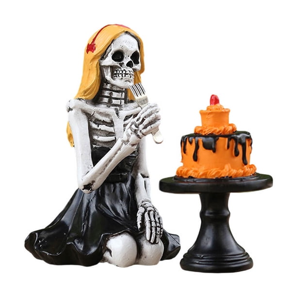 Estatua De Cumpleaños Decoración De Halloween Decoración De Esqueleto Para El Hogar Artesanía De Resina