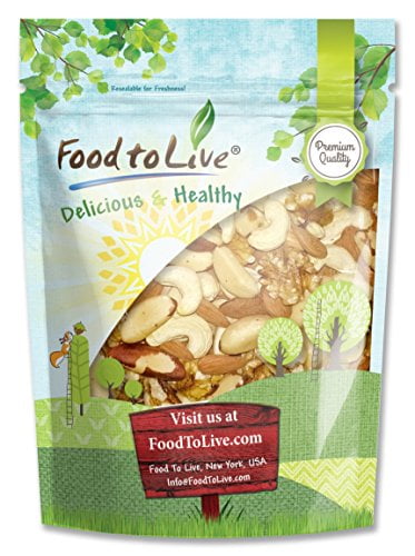 Food To Live Mixed Raw Nuts (Cashews, Brazil Nuts, Walnuts, Almonds) (4 Pounds) by Food To Live