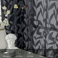 thumbnail image 3 of OVZME Leila Sheer Black Curtain 54 Inch Length 2 Panels Set, Soft Small Window Curtain with Clip Leaf, Rod Pocket Cortinas Para Ventanas Panels for Bedroom Living Room, 40Wx54L Inch, Black, 3 of 7