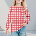 thumbnail image 2 of AHTJRT Kids Tshirts Boys Girls Fashion Plaid Crewneck Long Sleeve Sweatshirts with Chest Pocket Breathable Fall Spring Lounge Outdoor Tee Shirts Red#01 13-14 Years, 2 of 9