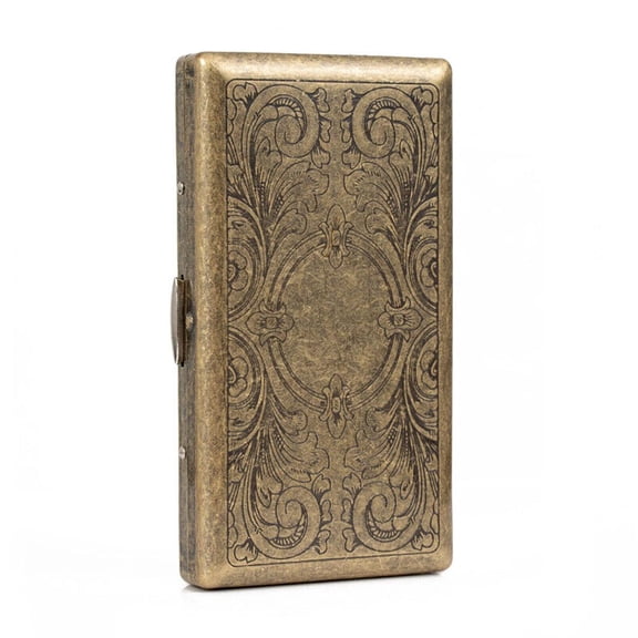 Retro Metal Cigarette Case Holder Box for King Size Cigarettes Holds Up to 20 Cigarettes Vintage Bronze Pocket Storage Organizer Protective Tobacco Carry Case