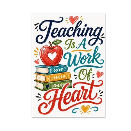 Teaching Is A Work Of Heart Poster - Teacher Decor - 13x19 Poster Print