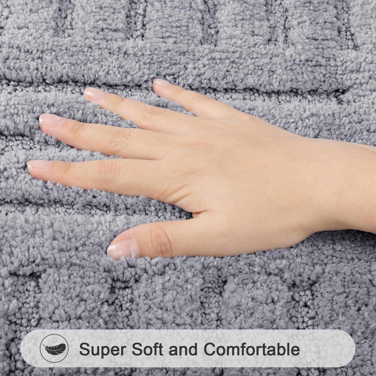 Bathroom Rugs Sets 3 Piece, Soft Absorbent Microfiber Bath Mats and U-Shaped Contour Toilet Rug, Plush Shaggy Bath Mat Set for Bathroom